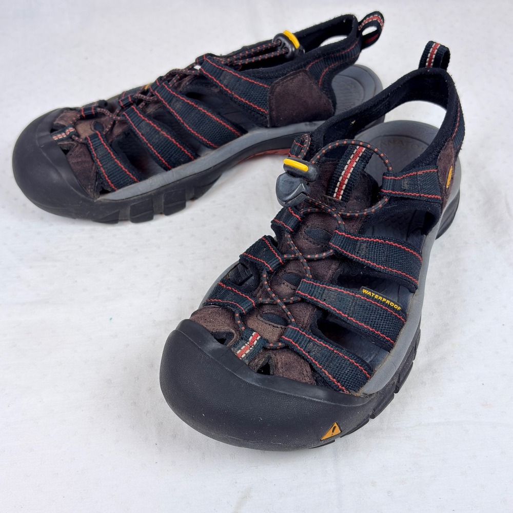 Keen Newport H2 Waterproof Hiking Sandals Black Red Womens 7.5 Outdoor VGC